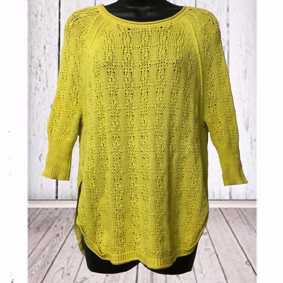 Anthropologie Sparrow | Yellow Open Knit Sweater - Picture 2 of 8